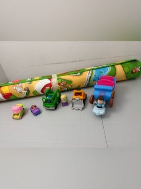 Little People Playmat and Assorted Mini Vehicles and people.